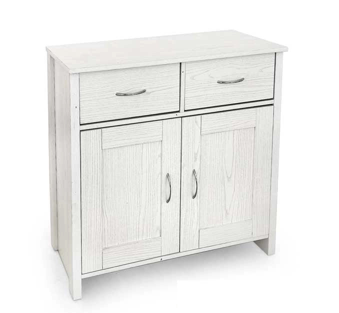 MOBILE DA ARREDO CON 2 CASSETTI E 2 ANTE 79X35X80CM IN COLORE BIANCO