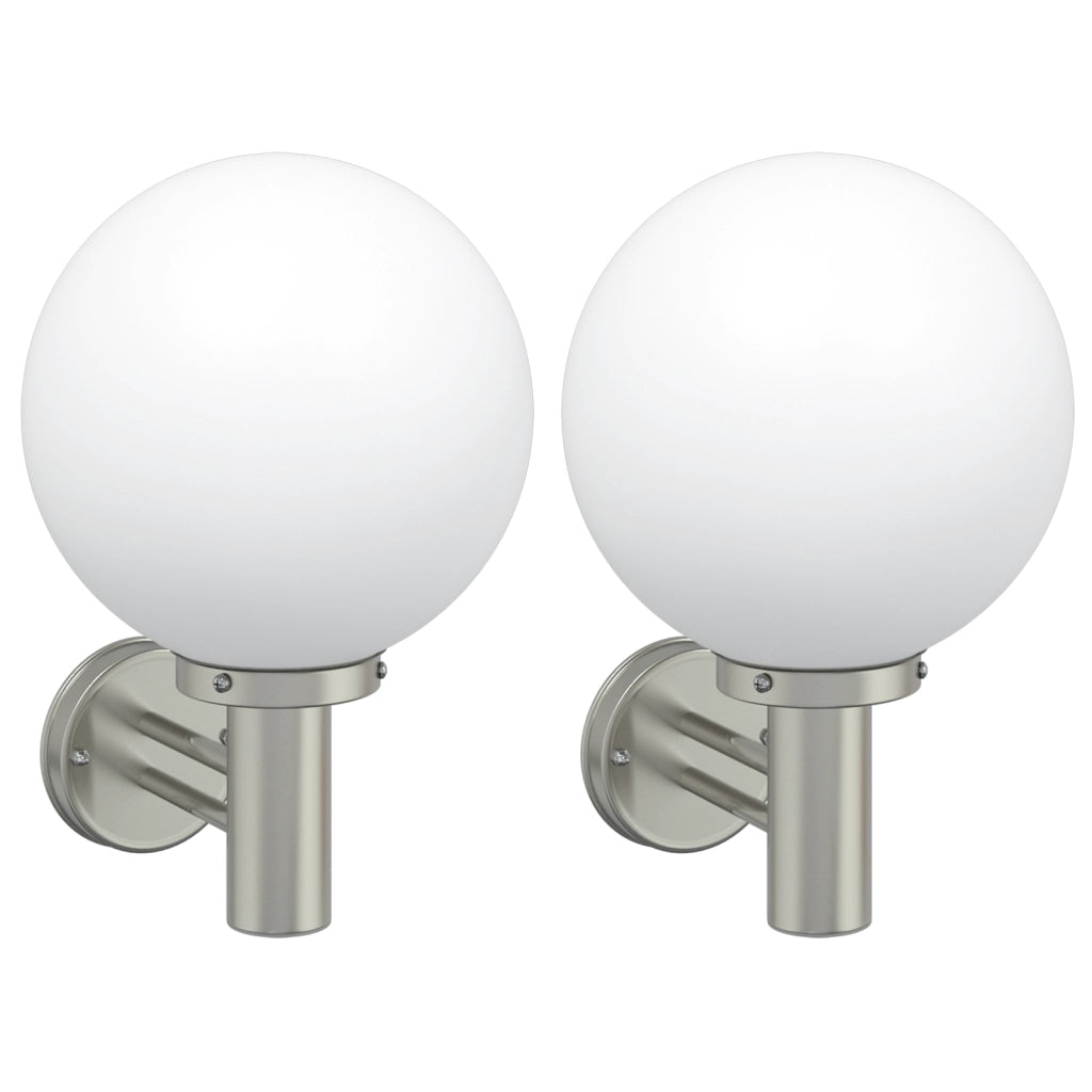 Lampade da parete 2 pezzi Acciaio Inossidabile Argento IP44