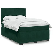 Giroletto a Molle con Materasso Verde Scuro 140x200 cm Velluto