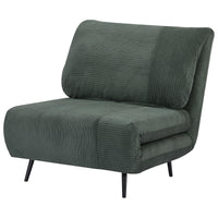 Poltrona Letto Singolo Trasformabile 82x89x83 cm in Legno e Acciaio Tessuto Velluto a Coste Verde