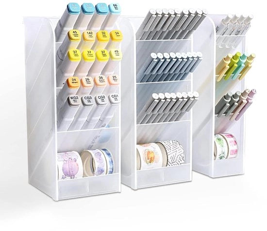 Organizzatore per scrivania - 3 pezzi - plastica - trasparente