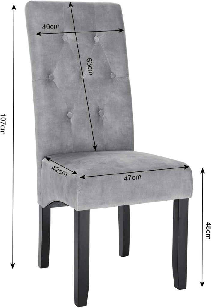 Sedie Sala da Pranzo per Cucina Ristorante Sedia Imbottita con Schienale senza Braccioli Velluto Grigio Chiaro BH294hgr-2