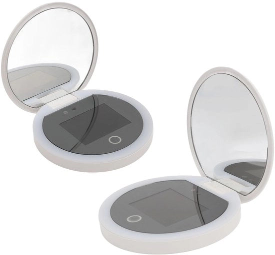 Specchietto UV portatile da viaggio - 3,5 pollici - Caricabile - Specchio LED portatile - Test di protezione solare - Adatto per l'uso all'aperto - Opzioni di illuminazione