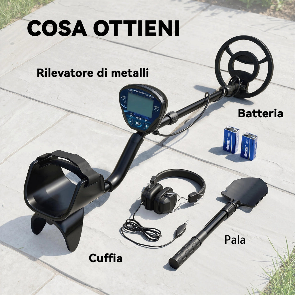 Metal Detector 3 Modalità Rilevamento Bobina Impermeabile IP68 Display LCD Nero