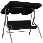 Dondolo 3 Posti 170x110x153 cm con Tettuccio Regolabile e Cuscini in Acciaio e Poliestere Nero