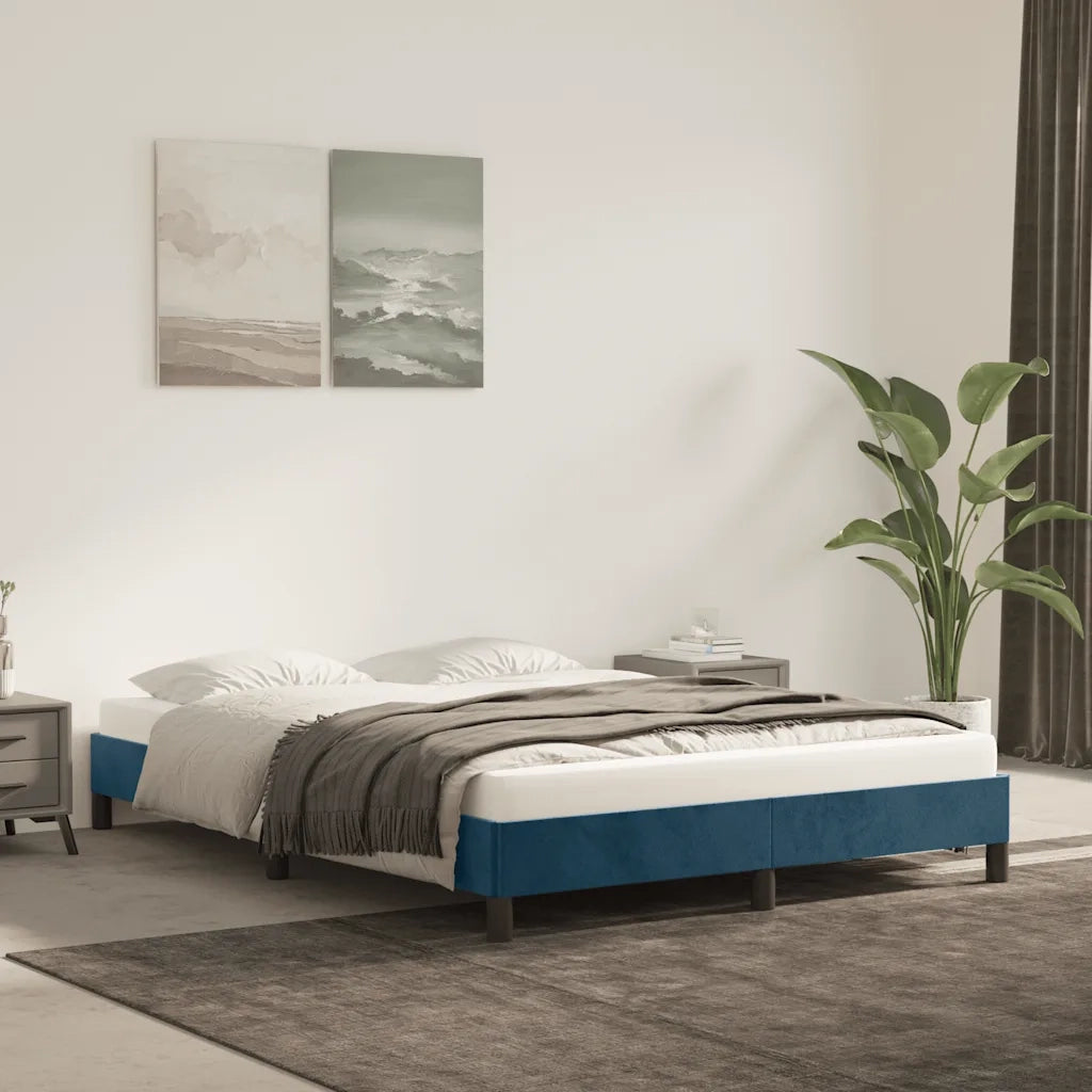Giroletto senza Materasso Blu Scuro 140x190 cm in Velluto 346974