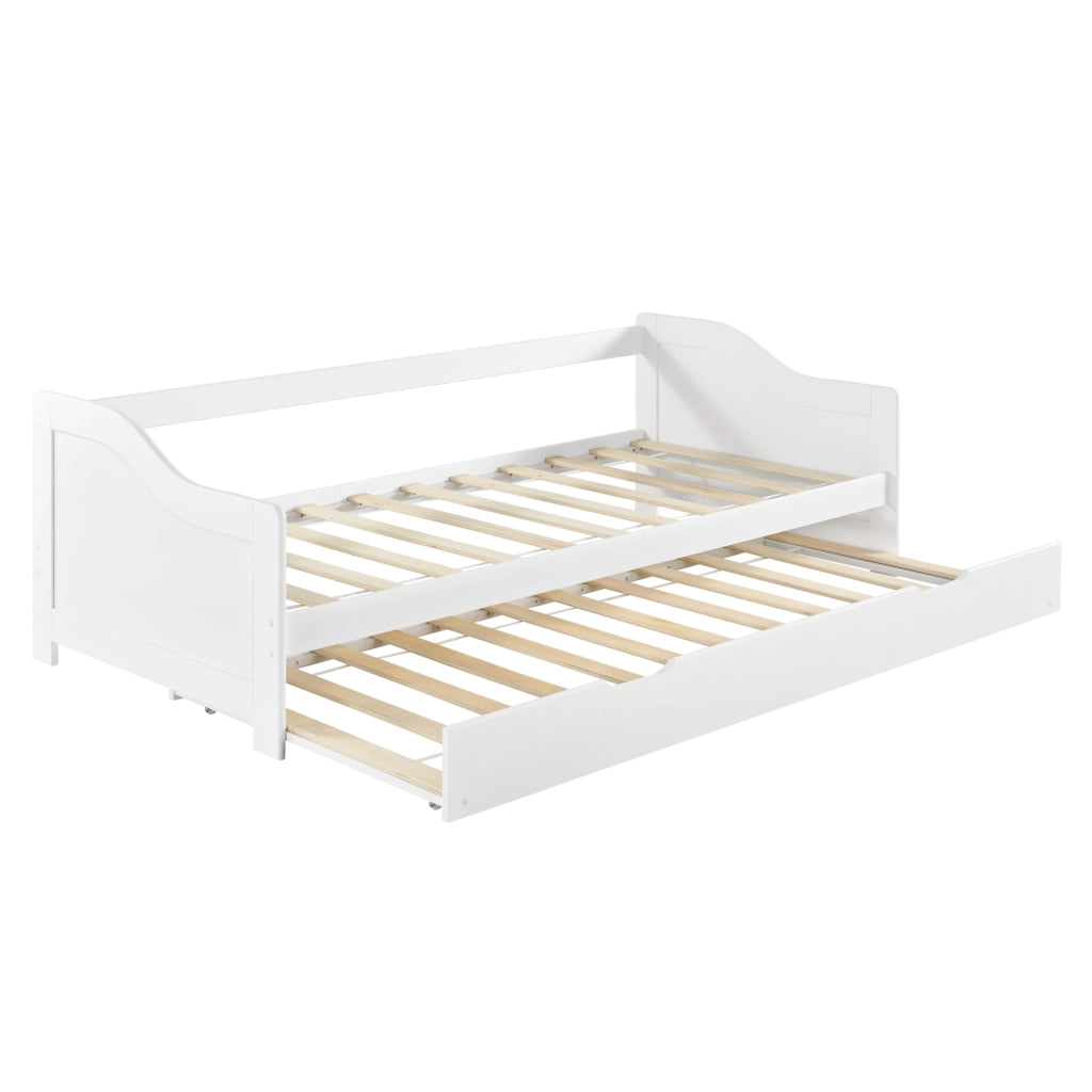 [en.casa] Divano con Secondo Letto Estraibile + 2 Materassi 90 x 200 cm 2 Posti Letto 2 Letti Singoli - Bianco