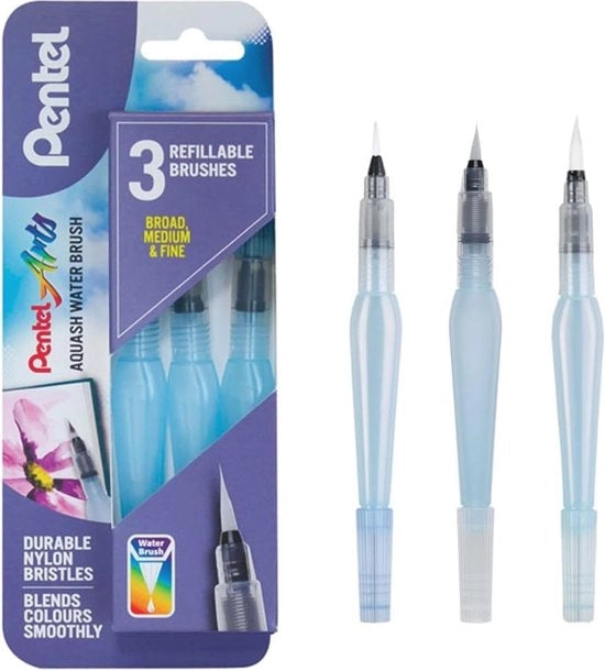 Set di 3 Pennelli per Acquarello - Pennelli Fine, Medie e Spesse