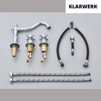 JULIAN | Rubinetto da bagno vintage a 3 fori cromo lucido Lavello in acciaio inossidabile retrò premium | Antico miscelatore 2 maniglie argento