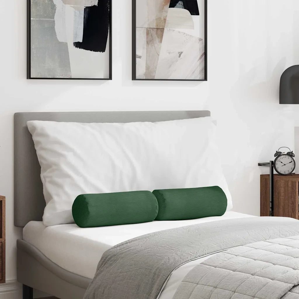 Cuscini a rullo 2 pz | Cuscini per sedie Verde Scuro ? 15 x 40 cm Tessuto in Cords