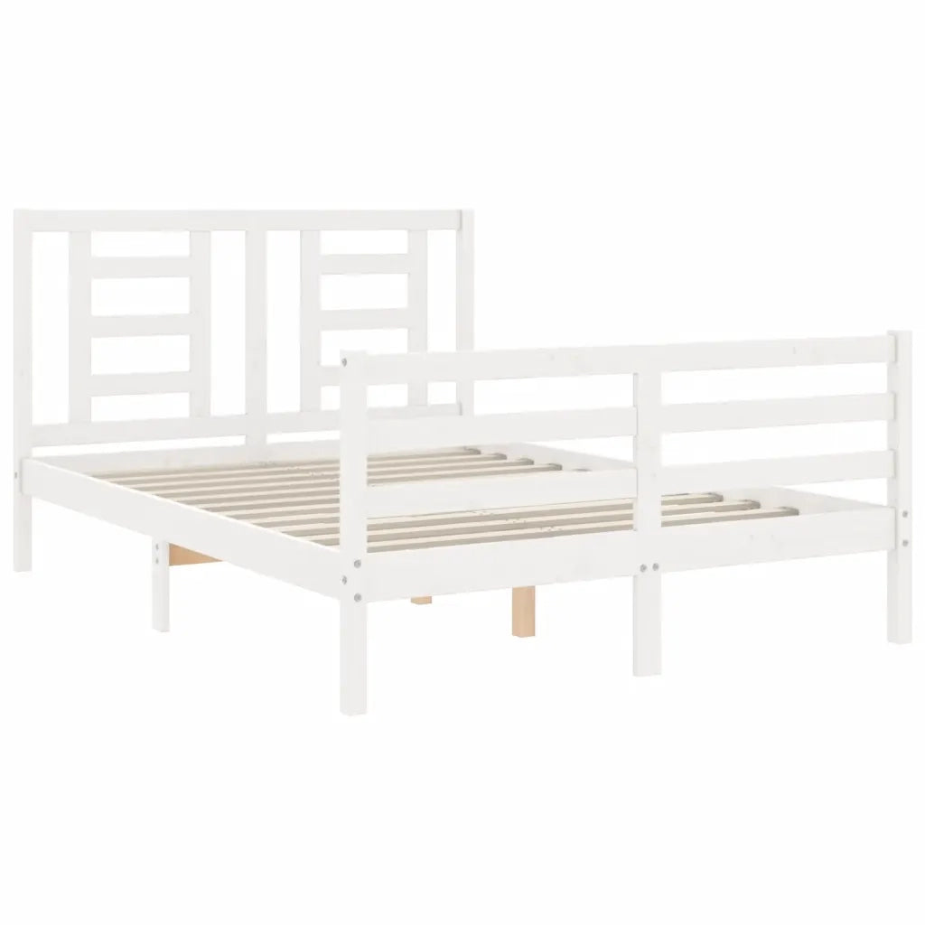 Giroletto con Testiera-Struttura Letto con testiera Bianco 140x200 cm in Legno Massello 706180