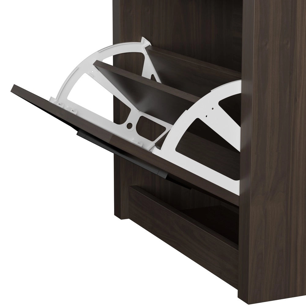 Scarpiera Vintage in Legno con Ante a Ribalta ¨C MINIMAL ¨C Marrone Scuro 54x25x115 cm