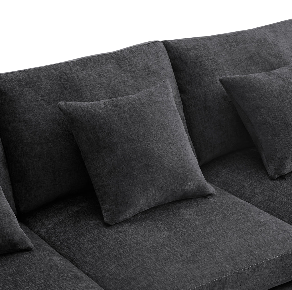 Divano modulare 278x161x81 cm trasformabile in U e L in ciniglia grigio