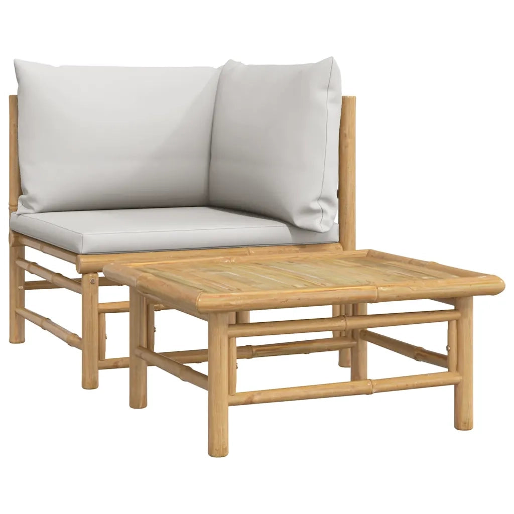 Salotto da Giardino-Set Salotto da Giardino 2pz con Cuscini Grigio Chiaro Bamb¨´ 144839