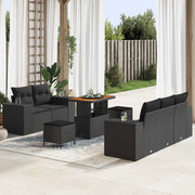 Set Divano da Giardino 8 pcs Nero polyrattan