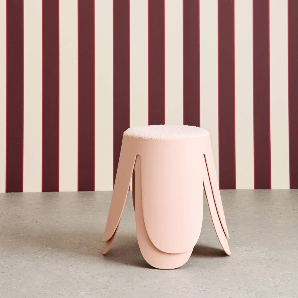 Sgabello impilabile per bambini in bouclé testurizzato, set di 2, rosa
