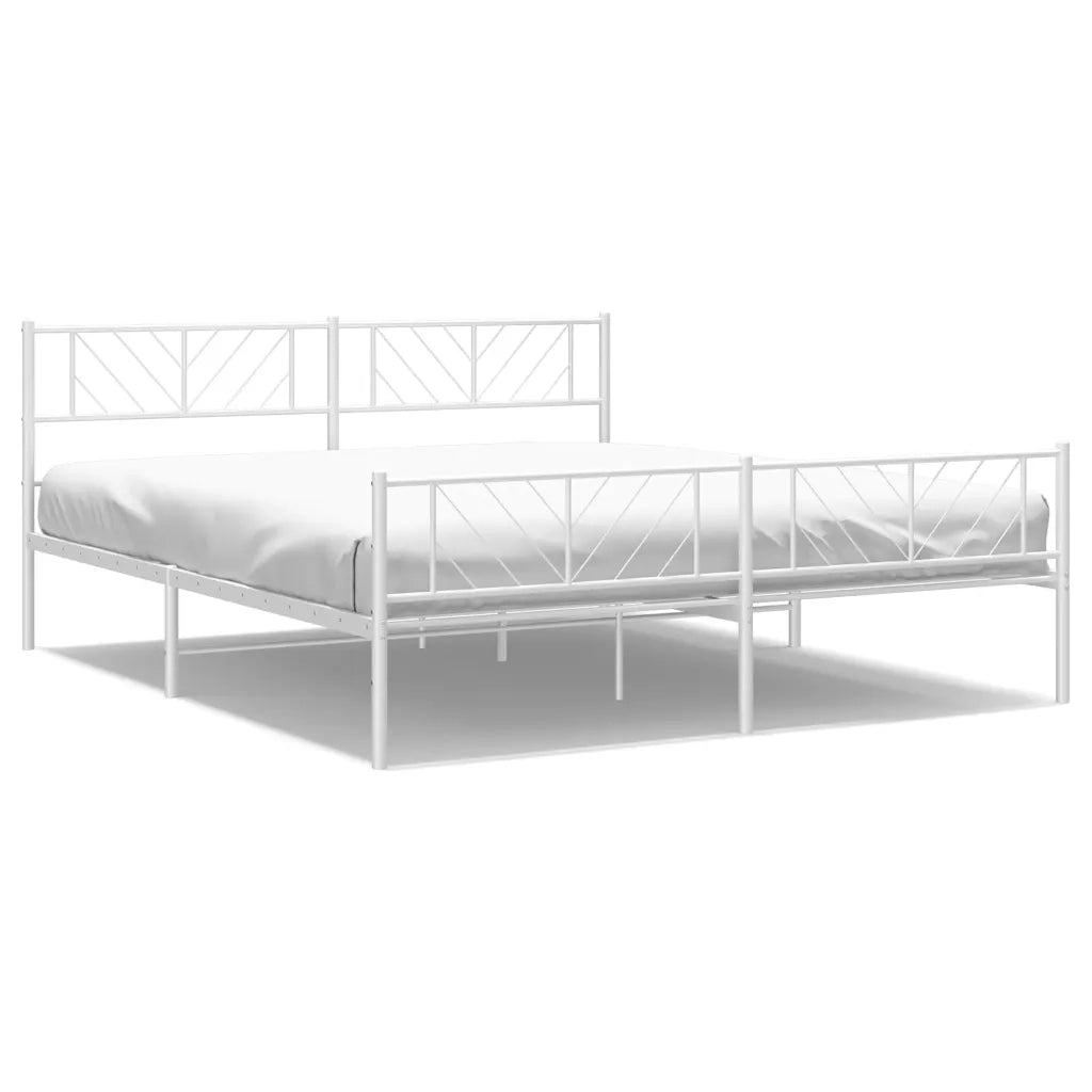 Giroletto con Testiera e Pediera-Struttura Letto Metallo Bianco 193x203 cm 291441