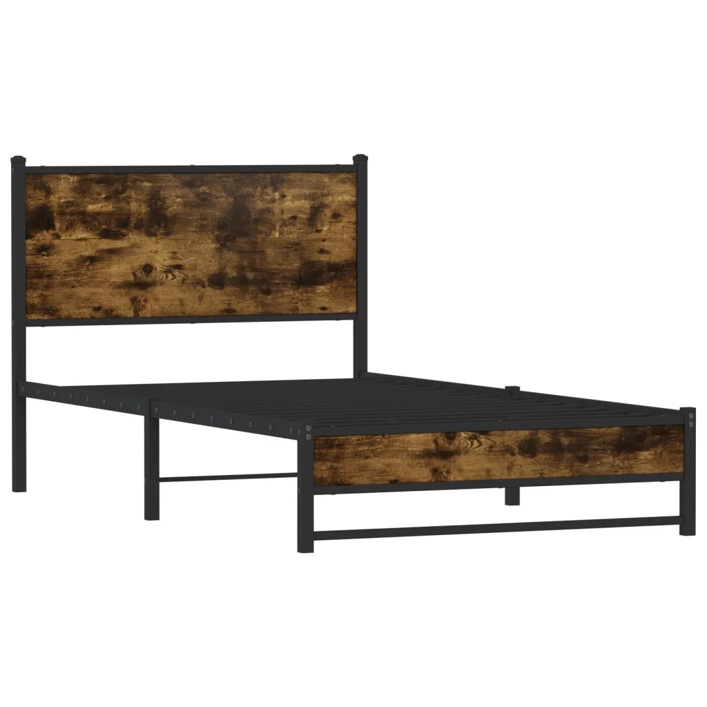 vidaXL Giroletto senza Materaso in Metallo Rovere Fumo 107x203 cm