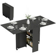 Tavolo da cucina pieghevole con ruote e ripiani ¨C zephmum ¨C 75x140x74 cm nero