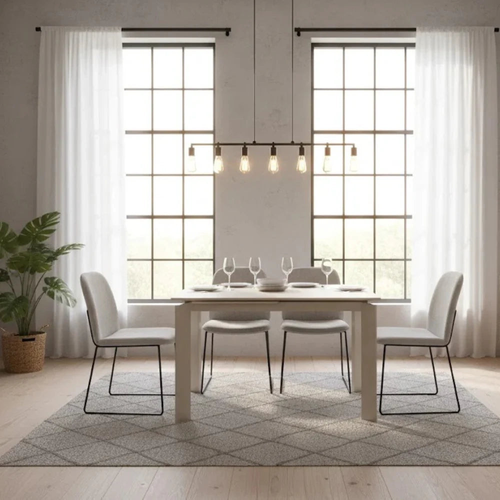 Tavolo da pranzo allungabile in vetro temperato tortora Function 120-170x80 cm fino a 8 posti | Duzzle