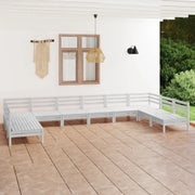 Set Salotto da Giardino 10 pz Bianco in Legno Massello di Pino 3083425