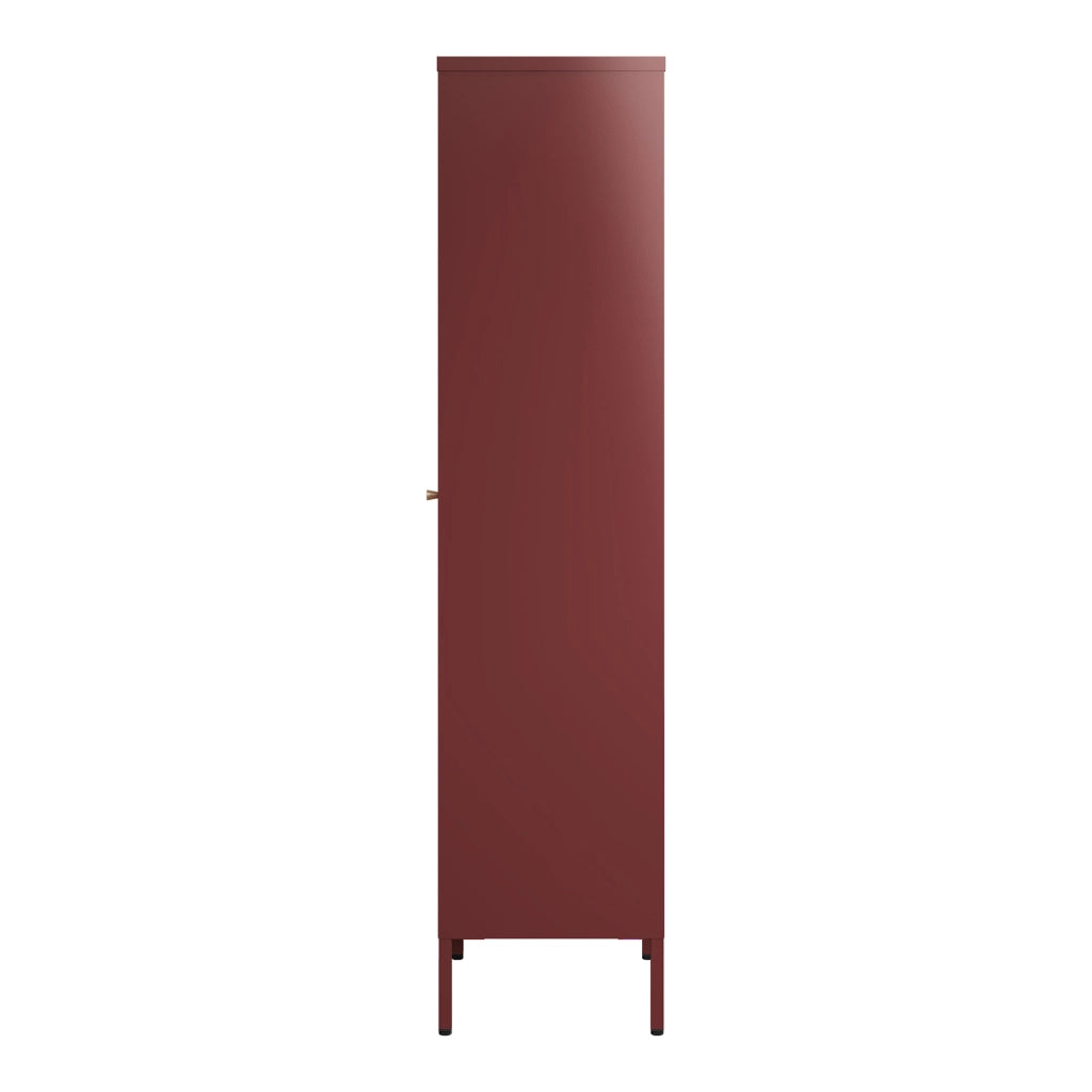 Armadio a Vetrata Säkylä con 4 Scomparti 150 x 50 x 35 cm in Acciaio - Rosso Vino [en.casa]