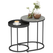 Tavolini da salotto impilabili ¨C zephmum ¨C in legno e metallo, grigio e nero, ?42x54 e ?36.5x48.5 cm