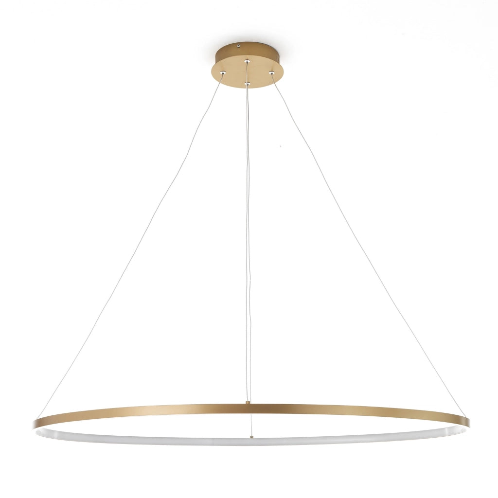 Lampadario ad anello in allumino oro satinato cm. H.92 x Ø.60/100