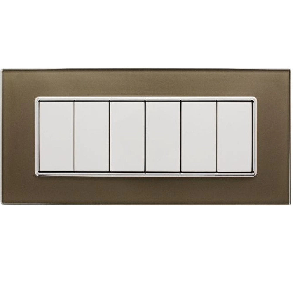 Trade Shop - Placca Cristal 3m 4m 6m Bronzo Effetto Vetro Compatibile Con Bticino Axolute -