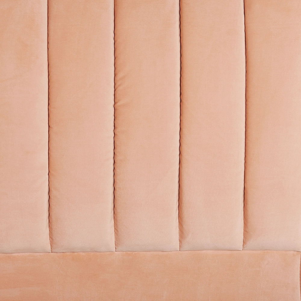 Letto imbottito velluto pesca e oro rete a doghe testiera alta 180 x 200 cm testata alta design retrò