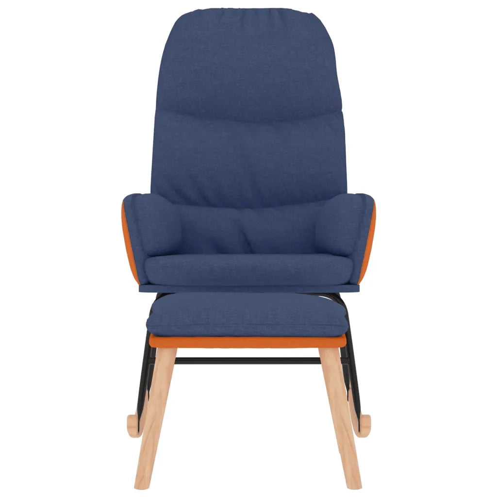 Poltrona a Dondolo con Poggiapiedi Blu in Tessuto cod mxl 51916