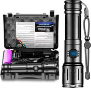 Lanterna LED portatile con carica USB - 20.000 lumen, 5 modalità, impermeabile, indicatore della corrente - inclusa tasca portatile - regalo per padre, madre, bambini