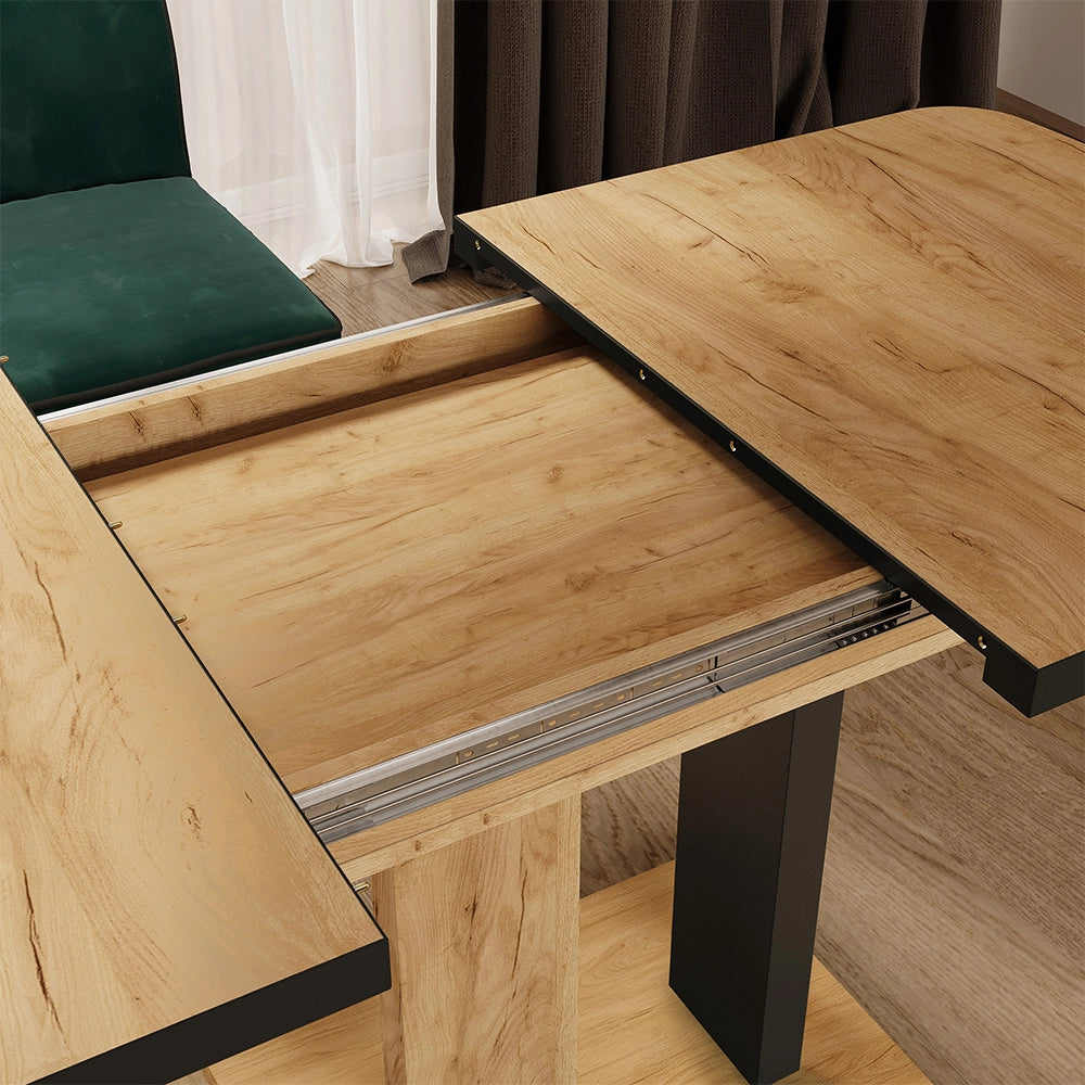 Vicco Tavolo da pranzo Estensibile Rovere nero/oro 120/160 x 80 cm 2 parti