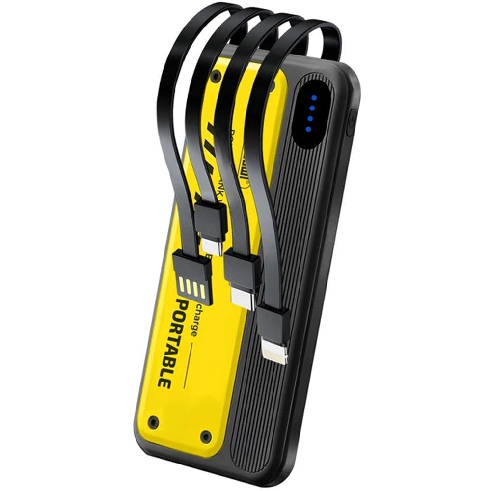 Trade Shop - Power Bank Portatile Q-dc98 12000mah 10,5w 5v/2.1a Con Cavi Integrati Indicatori Led -