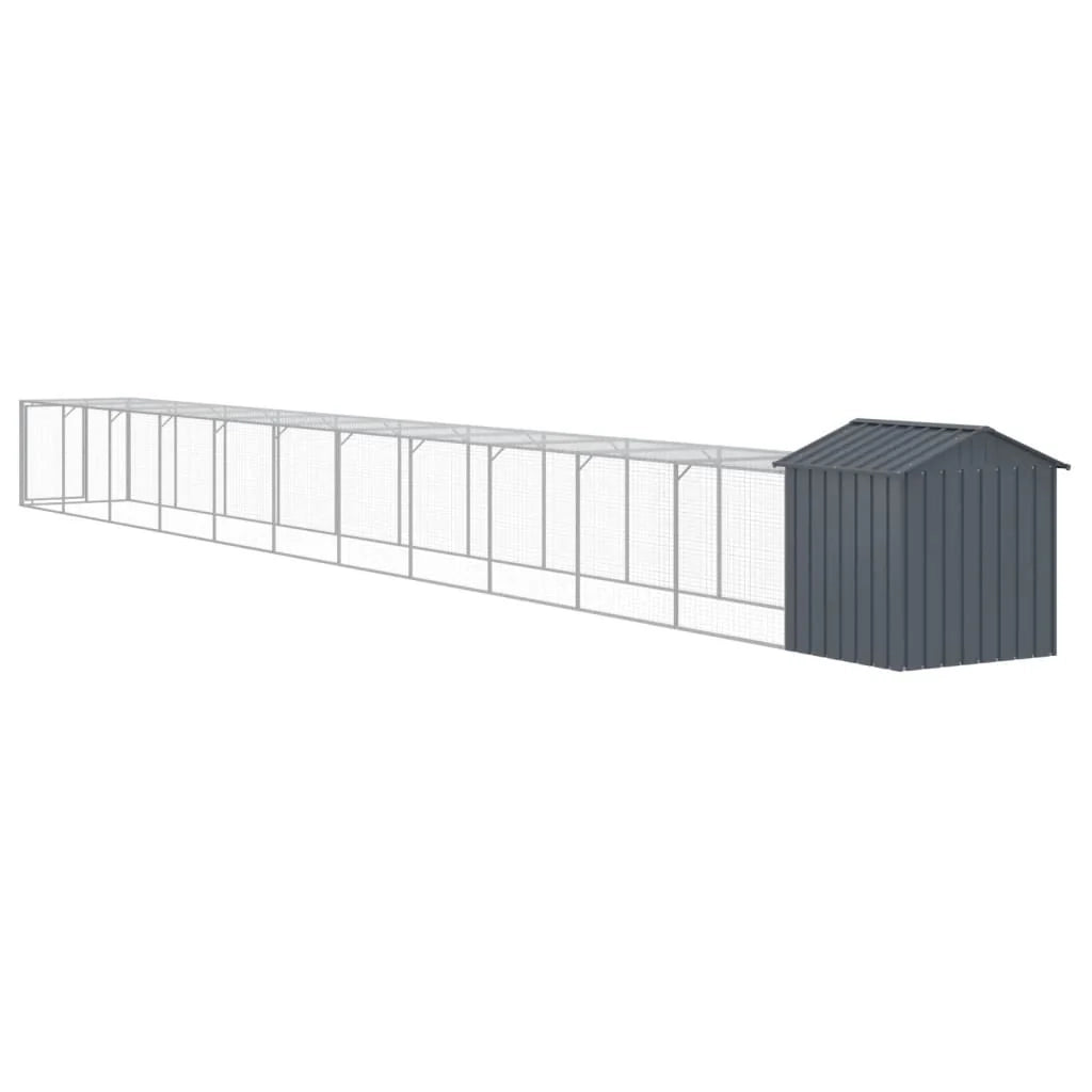 Recinto per pollaio con recinto per galline 117 x 1221 x 123 cm in acciaio zincato antracite 02_0043945