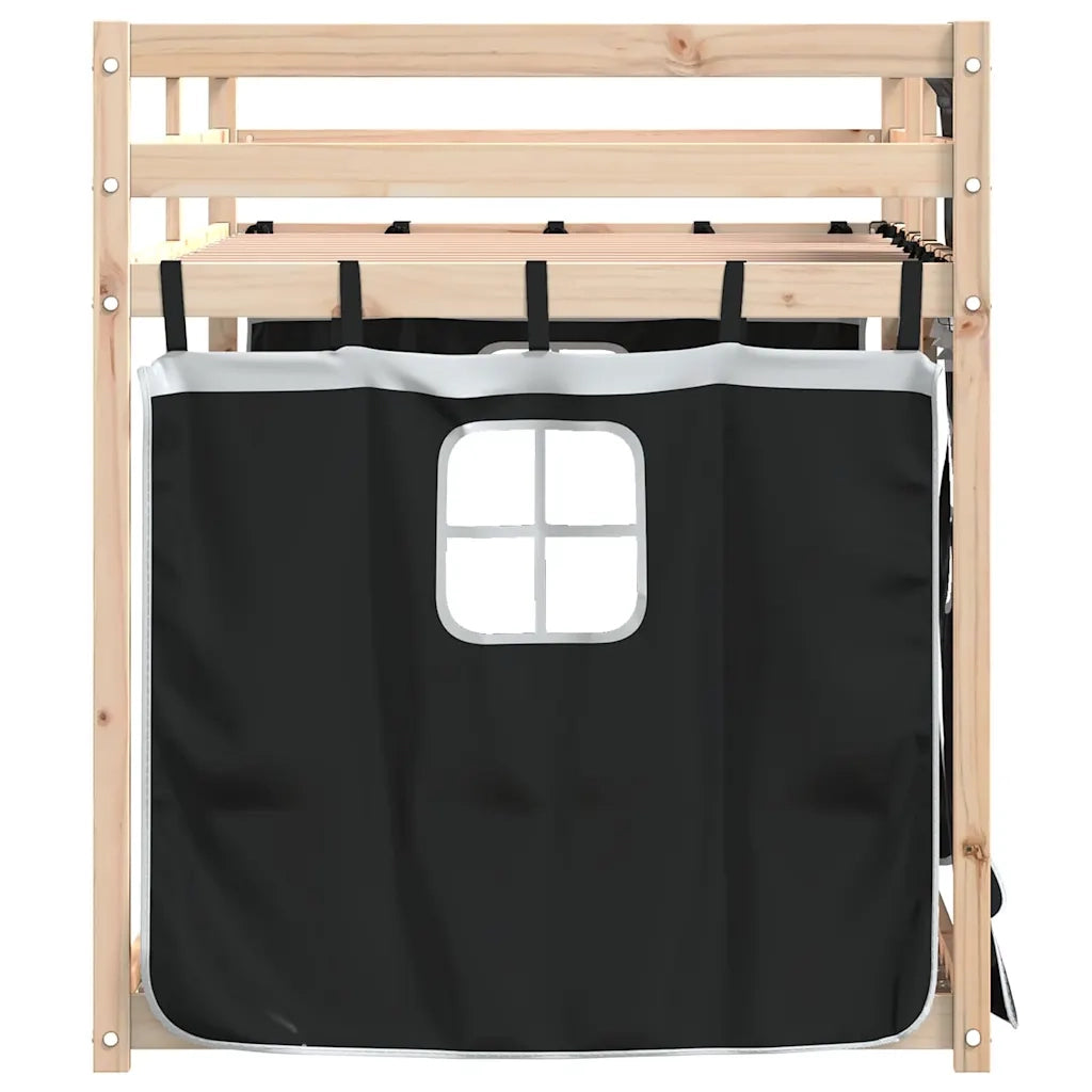 Letto a Castello senza Materasso Bianco e Nero 90x200cm in Pino