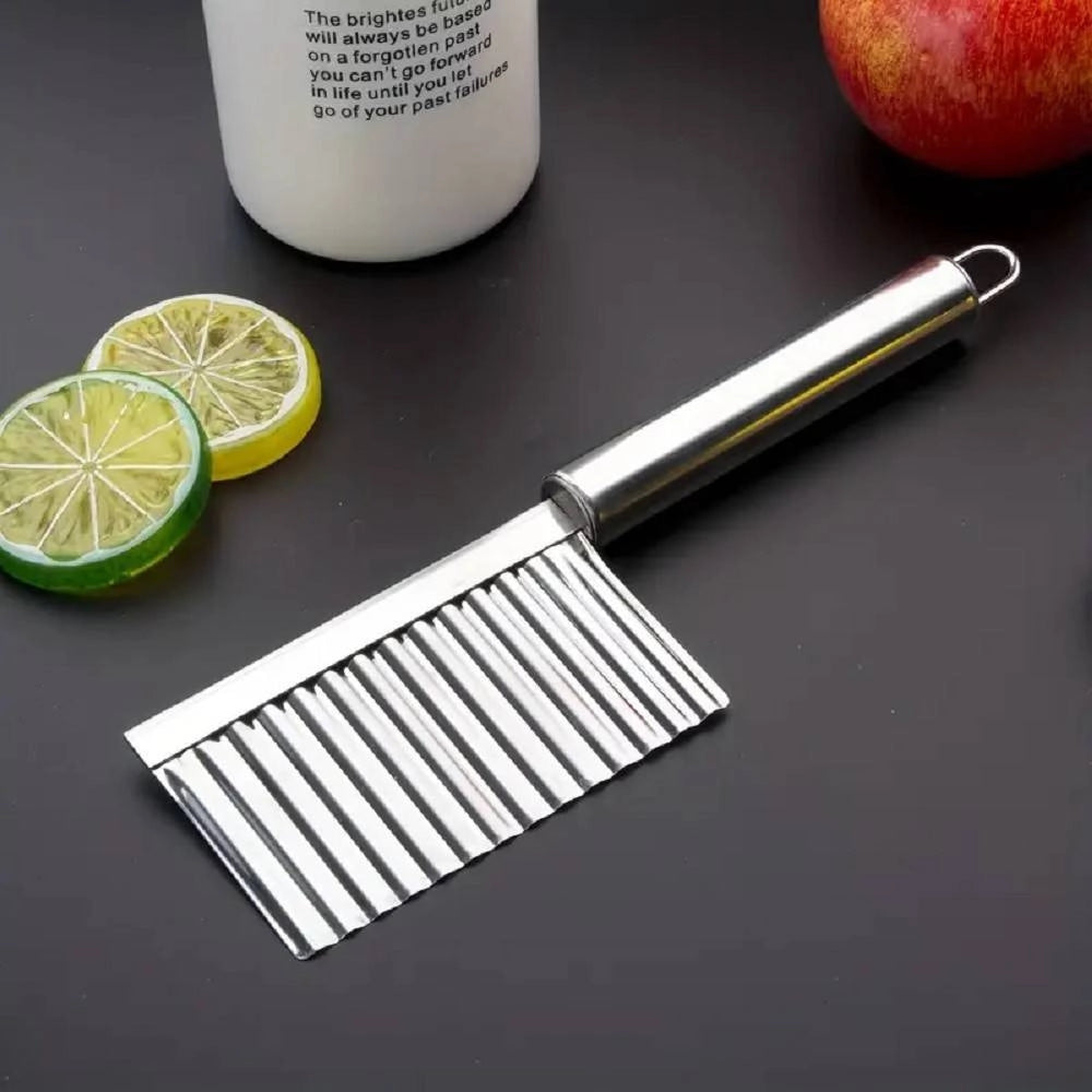 Trade Shop - Coltello Ondulato Per Patate Cetrioli In Acciaio Affettatrice Accessori Cucina -