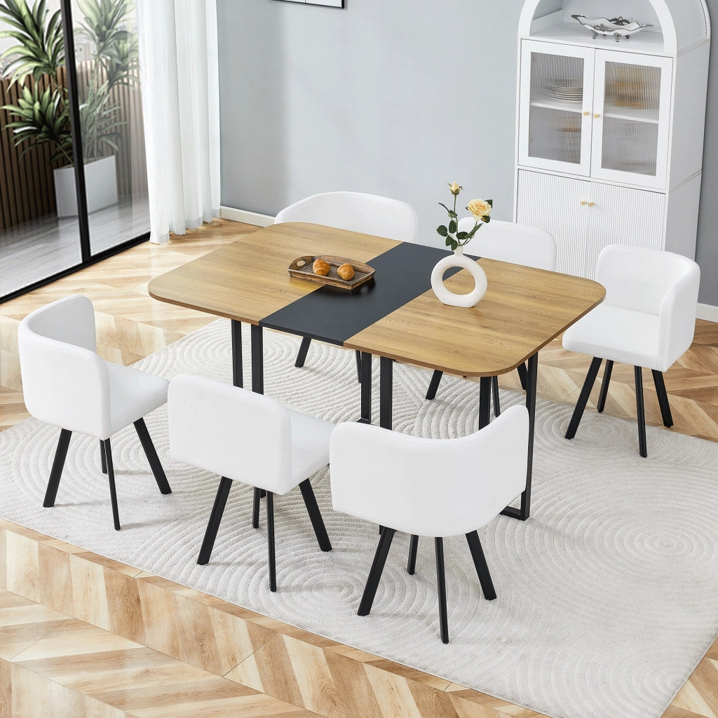 Tavolo da Pranzo Allungabile con Sedie Riponibili ¨C MINIMAL ¨C Effetto Legno, Gambe Metallo, 4-6 Persone