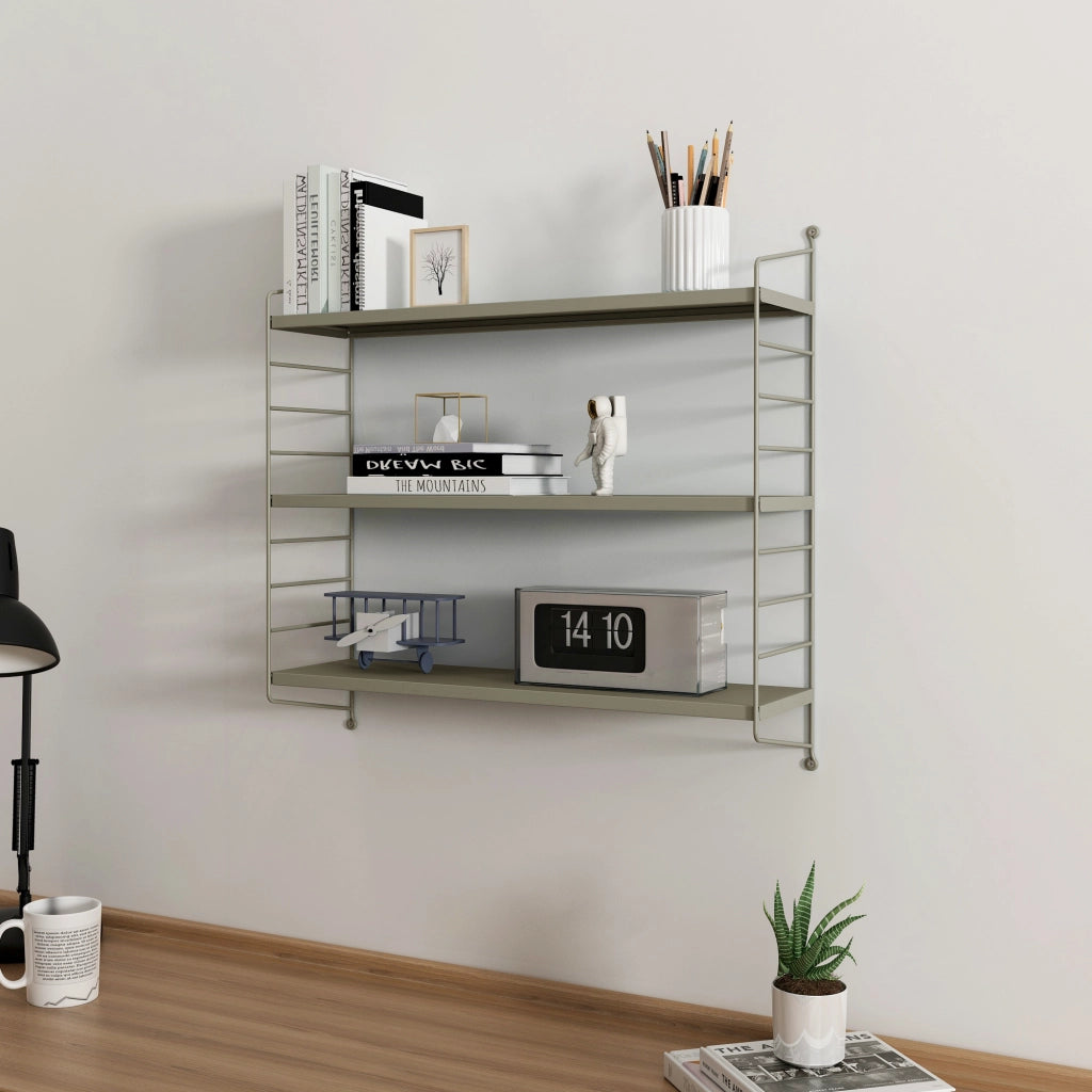 Set di 4 Scaffali da Parete Strängnäs a 3 Ripiani Regolabili  50 x 60 x 15 cm Acciaio color Cammello [en.casa]