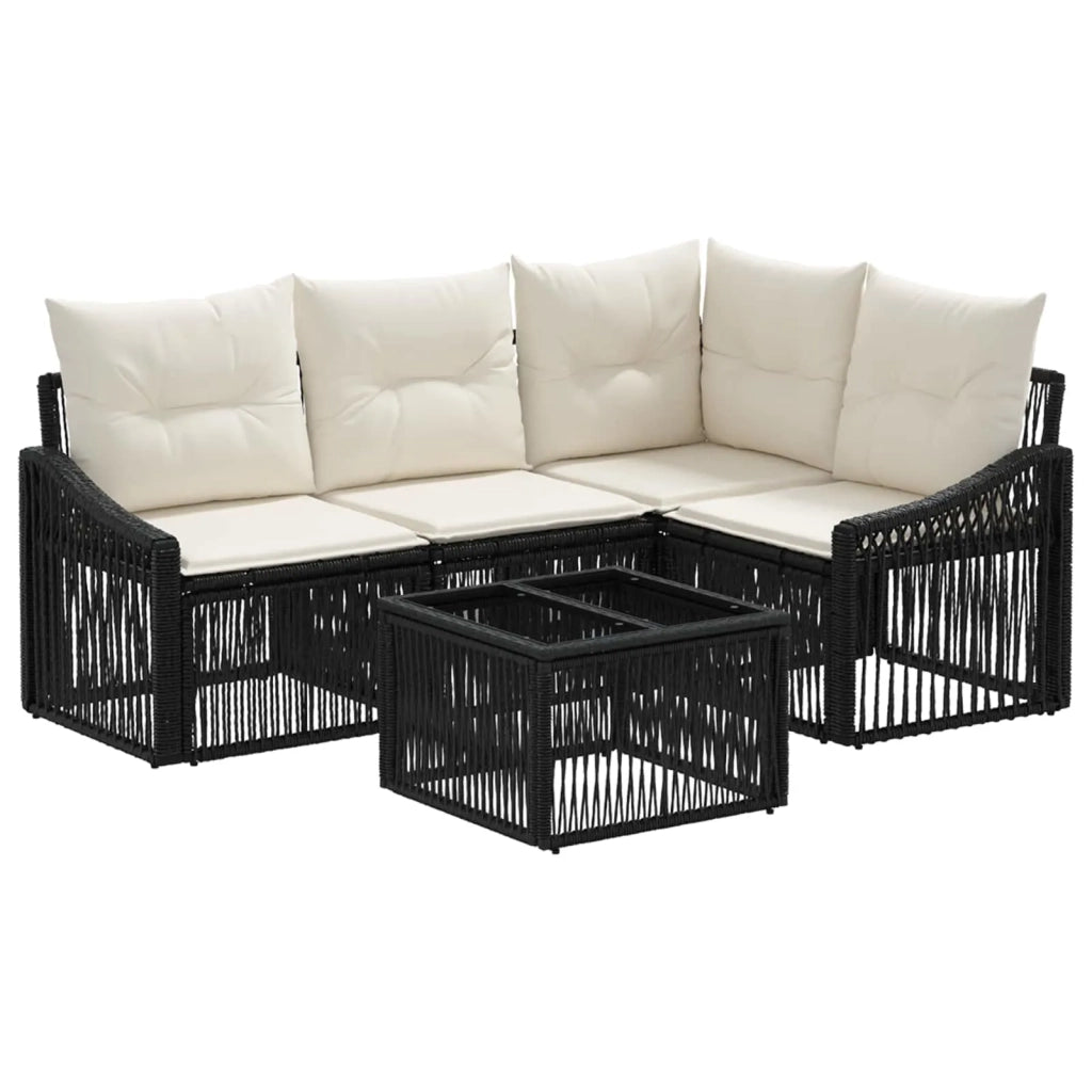 Set Divano da Giardino 5 pcs Nero polyrattan