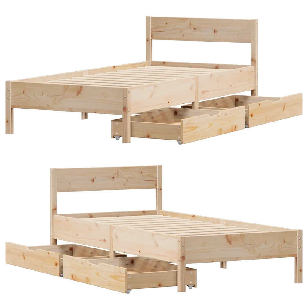 Letto senza Materasso 75x190 cm in Legno Massello Pino 3301773
