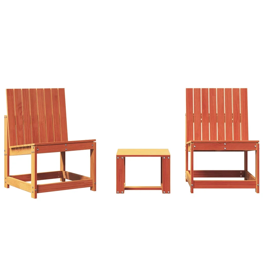 Set Salotto da Giardino 3 pz Marrone Cera Legno Massello Pino 844661