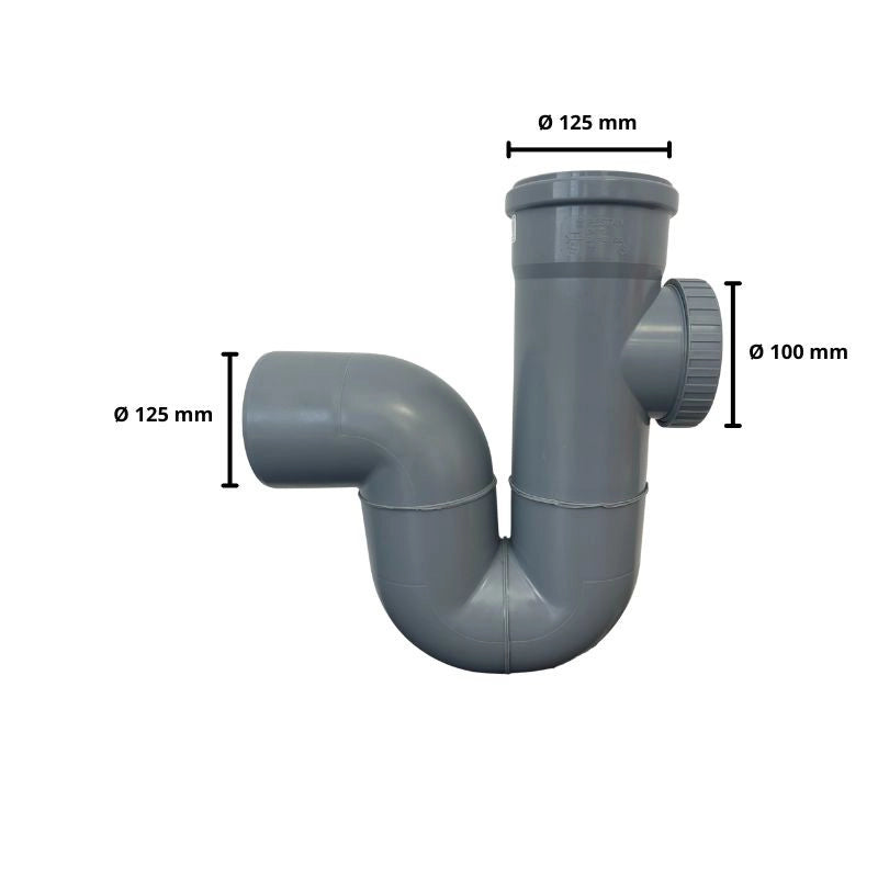 Sifone Verticale Aperto in Polipropilene : Diametro - 125 mm ( tappo Ø 100 mm)