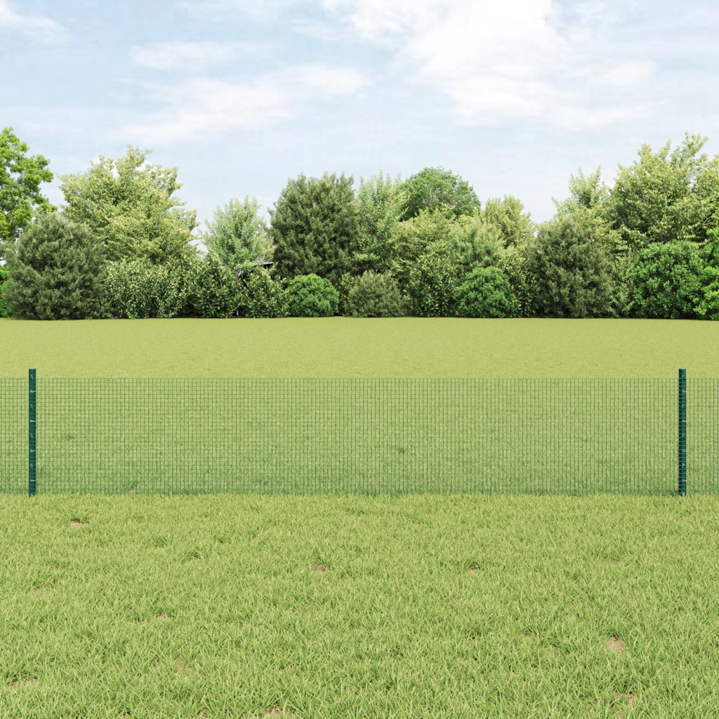 Recinzione in Filo Saldato con 5 Paletti U Verde 0.4x10 m Acciaio