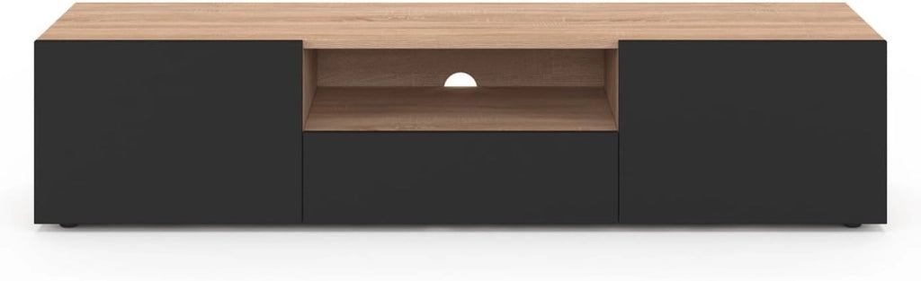 Porta TV ELI 140 cm in faggio con ante nere