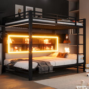 Letto a castello 140x200 - Xylo - Armadietti LED neri