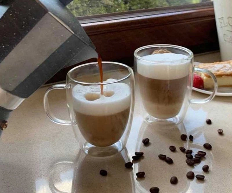 Orion 430ML Vetro termico in borosilicato a doppia parete per Latte