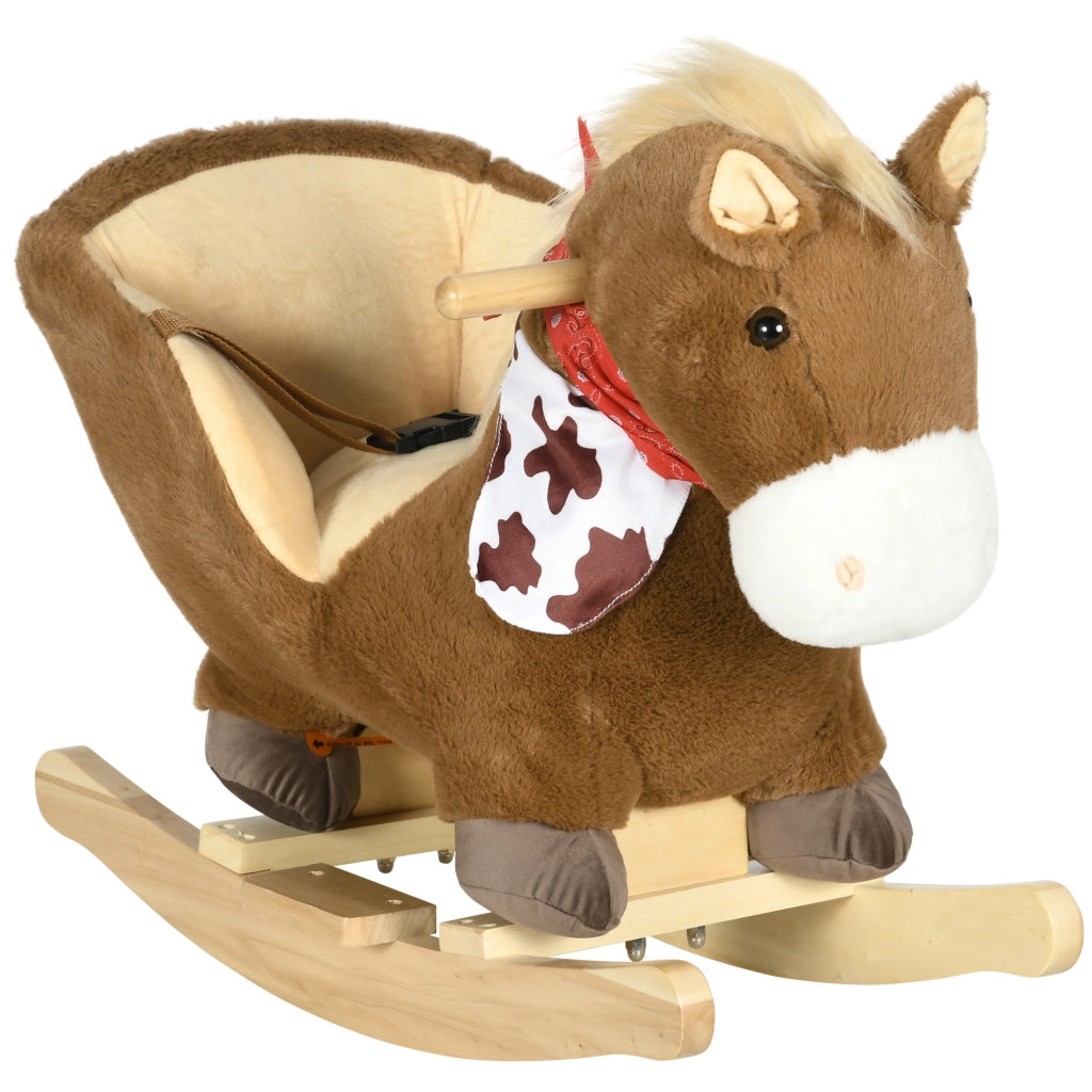Cavallo a Dondolo per Bambini con Suoni ¨C zephmum ¨C Marrone Legno 60x33x50 cm