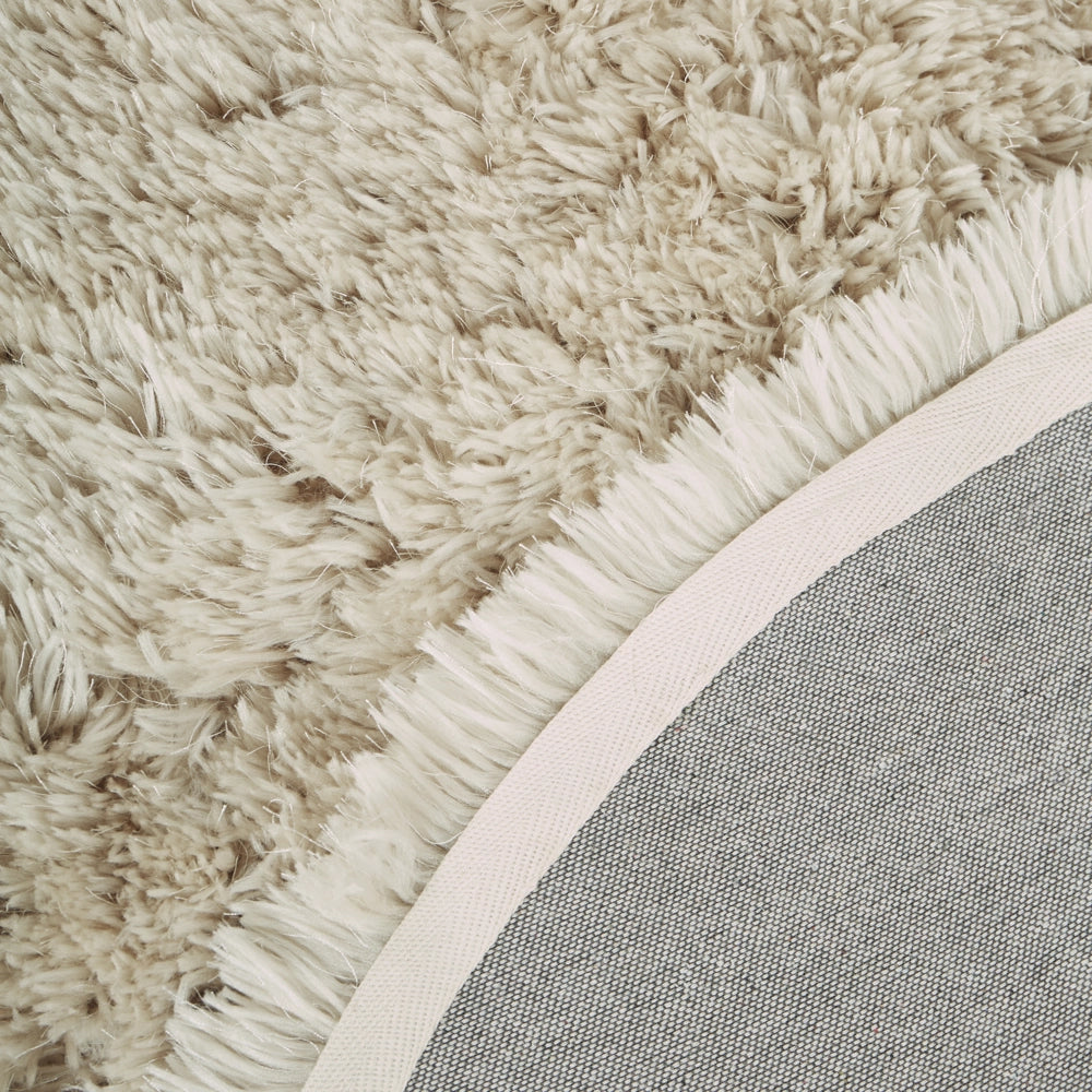 Tappeto Shaggy Tappeto a pelo lungo Solido Beige Poliestere Rotondo 140 cm