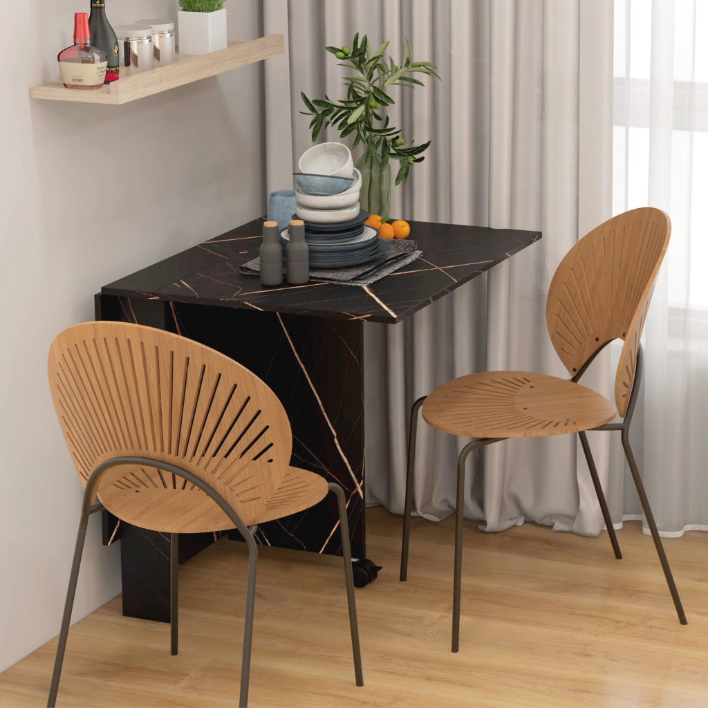 Tavolo pieghevole da pranzo ¨C zephmum ¨C 120x80x73 cm nero effetto marmo